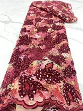 

PGC African Lace Fabric 2021 High Quality Velvet Lace With Sequins Embroidery Nigerian Lace Fabrics For Wedding Sewing YA4406B10