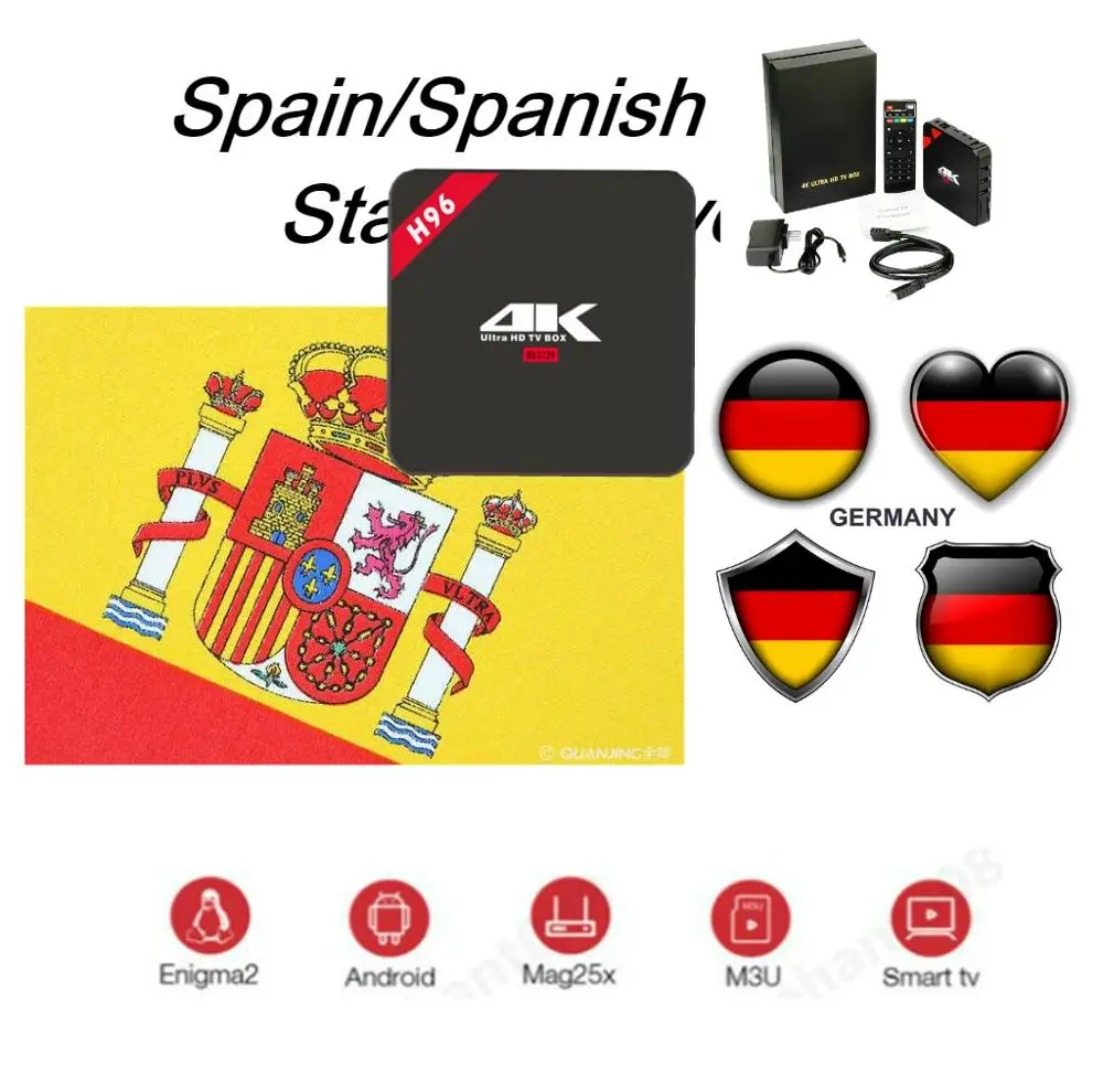 Испания/Испанский/España android box 4g ram/rom HDMI 6 0 HIFI WIFI Португалия Германия Нидерланды