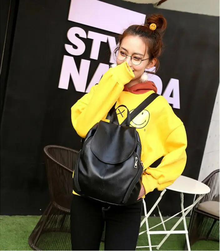 Женский Большой черный рюкзак женская сумка дорожный школьный для покупок