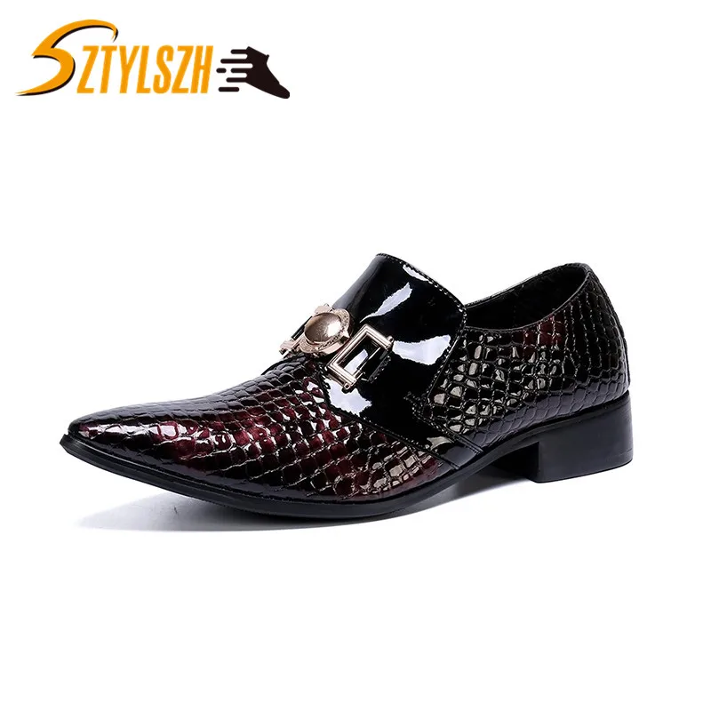

Men's Business Fashion Genuine Leather Luxury Crocodile Grain Slip-On Oxfords Shoes Men Casual Fashion Pointed Toe Dress Shoes