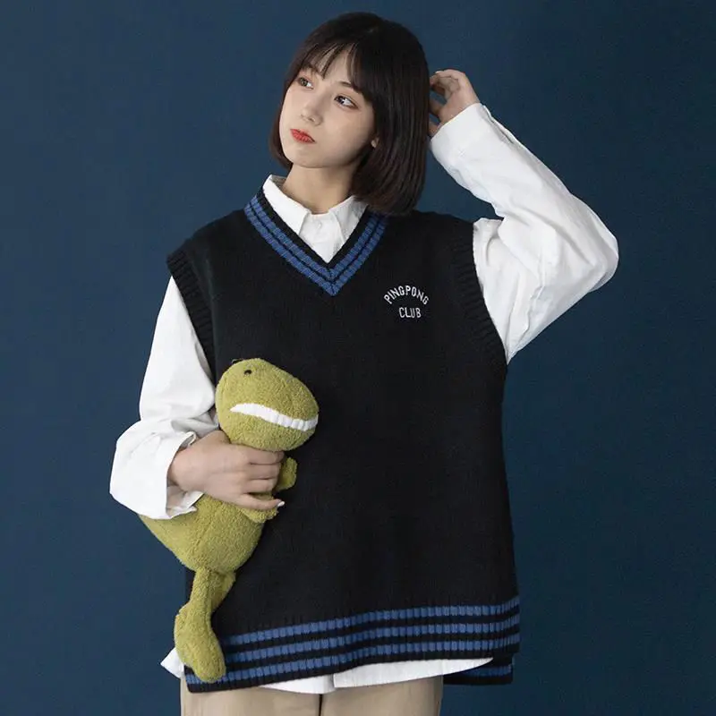 Japan School Preppy Style Sweater Vest Spring Autumn Cotton Knitted + Shirt JK Uniforms Cardigan Student Girls Cosplay | Тематическая