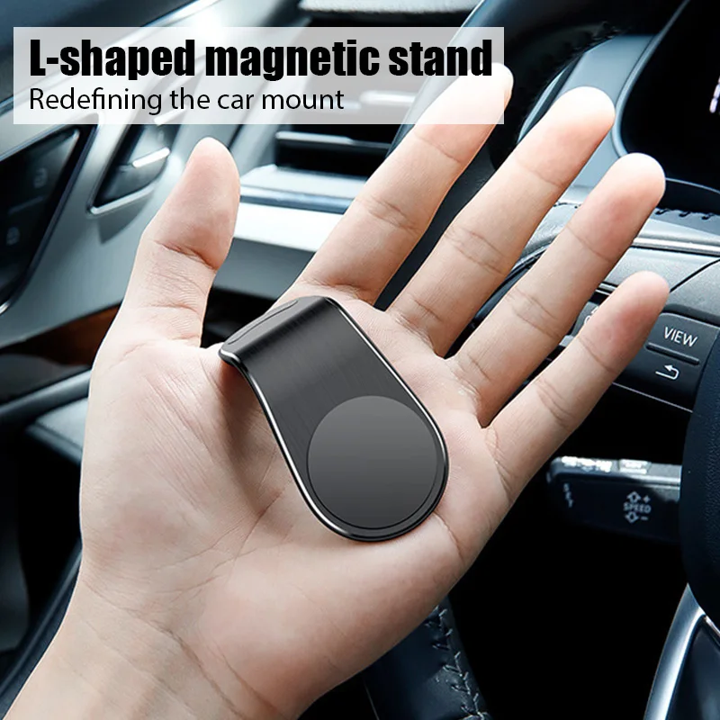 L shape Magnetic Car Phone Holder 360 Metal Air Vent Mount Mobile Stand GPS Support For iPhone 12 11 Pro X Max 8 7 Xiaomi HuaWei mobile stand for car