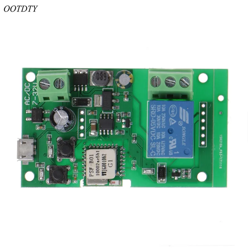 

OOTDTY DC 5V-32V Jog Self-lock Smart WiFi Wireless Switch Relay Module APP Control