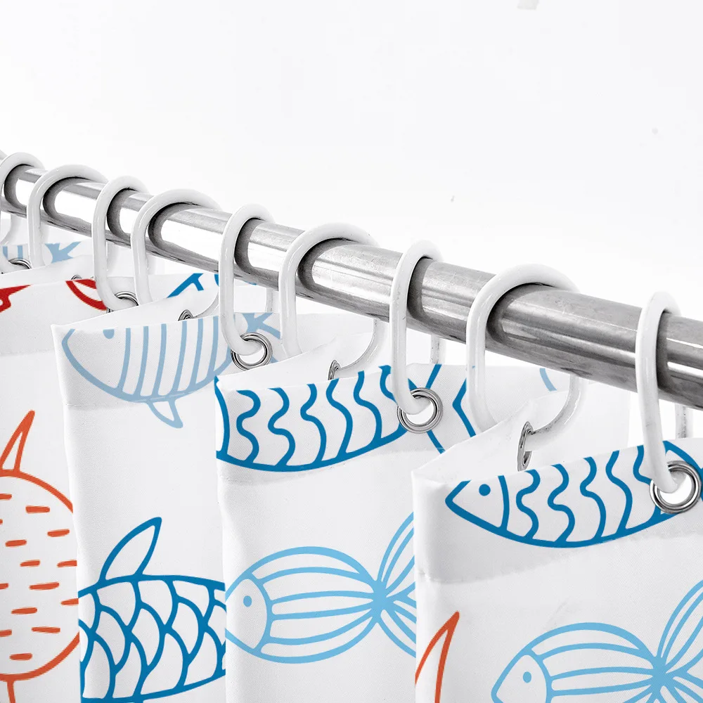 YIANSHU Cartoon Fish Waterproof Shower Curtains Easy Clean Moldproof Bathroom Shower Curtain Modern Bathroom Shower Curtain