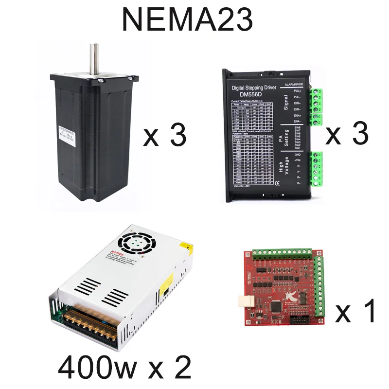 

CNC motor Nema23 stepper motor 2.5Nm stepper motor +DM556D stepper motor driver+36V/11A1.2kg power supply for CNC parts