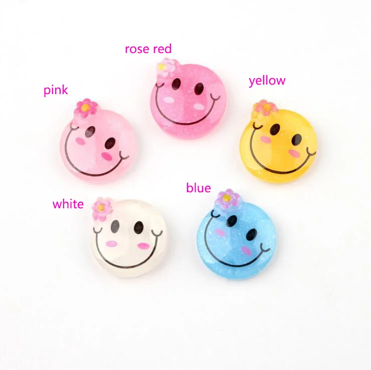 

50/100Pcs Resin Gliter Smiley Face Decoration Craft Flatback Cabochon Embellishments DIY Craft Scrapbooking Phone Accessories