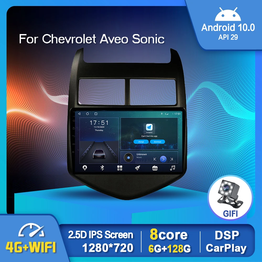 4 Core,1+16G GLXQIJ Für Chevrolet Aveo Sonic 2011-2013 Autoradio Android 10.0 Multimedia Video Player FM-Empfänger Mit GPS Navigation IPS Touchscreen Bluetooth/WiFi/SWC/Bluetooth/DSP 4 Core,1+16G GLXQIJ Für Chevrolet Aveo Sonic 2011-2013 Autoradio Android 10.0 Multimedia Video Player FM-Empfänger Mit GPS Navigation IPS Touchscreen Bluetooth/WiFi/SWC/Bluetooth/DSP