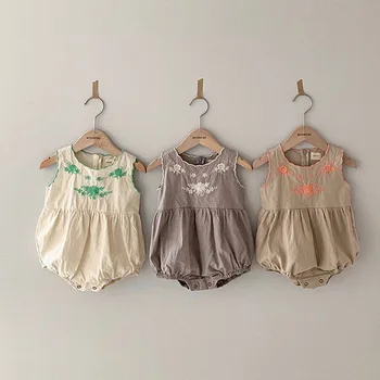 

Summer Sleeveless Newborn Infant Baby Girls Romper Ruffles Flower Jumpsuit Playsuit
