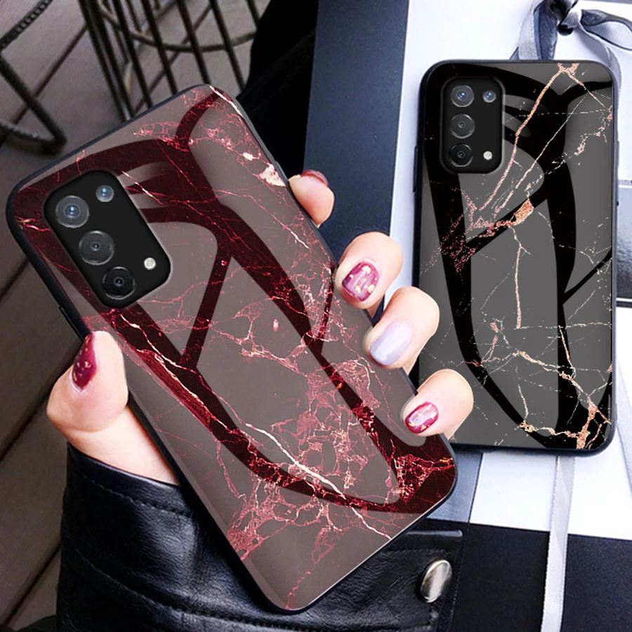 cases for oppo back Marble Tempered Glass Case For Oppo A74 4G 5G Frame Hard Glass Back Cover Oppo A54 Case Oppo A95 A 15 16 53 54 S A94 Fundas best case for oppo