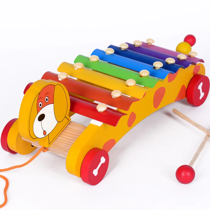 Puppy Piano Wood Stubborn Babe Puppy Octave Trailer Toy Piano Lcm02 Wooden Children's Music Educational Toys 0.55 - Цвет: Puppy Piano