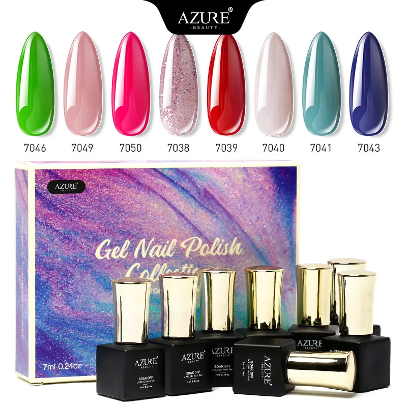 Azure beauty 8 шт./лот гель для ногтей Полупостоянный Блестящий УФ Гель лак эмаль