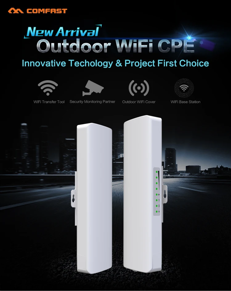 

COMFAST 150Mbps CF-E214N Outdoor CPE 2.4G Wifi Bridge 3KM Watchdog Chip Extender Receiver CPE Router 48v POE WIFI Router