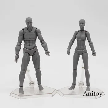 

Figma BODY KUN / BODY CHAN Grey Orange Yellow PVC Action Figure Model Toys 14cm KT3739