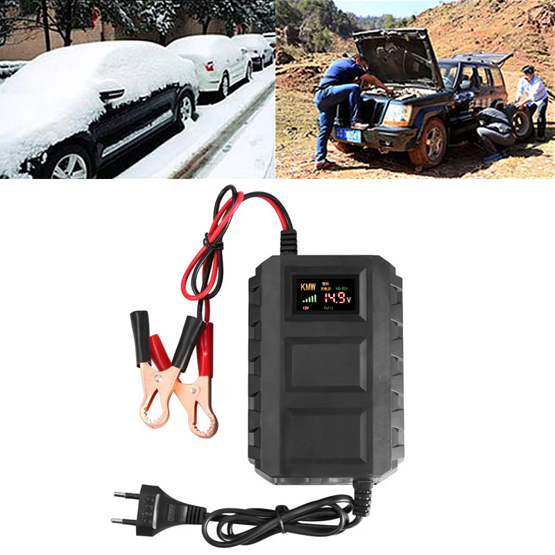 12V 20A Intelligent Auto Car Motorcycle Smart Sealed Lead Acid Battery Charger LED Digital Display EU/US Plug Accessories |