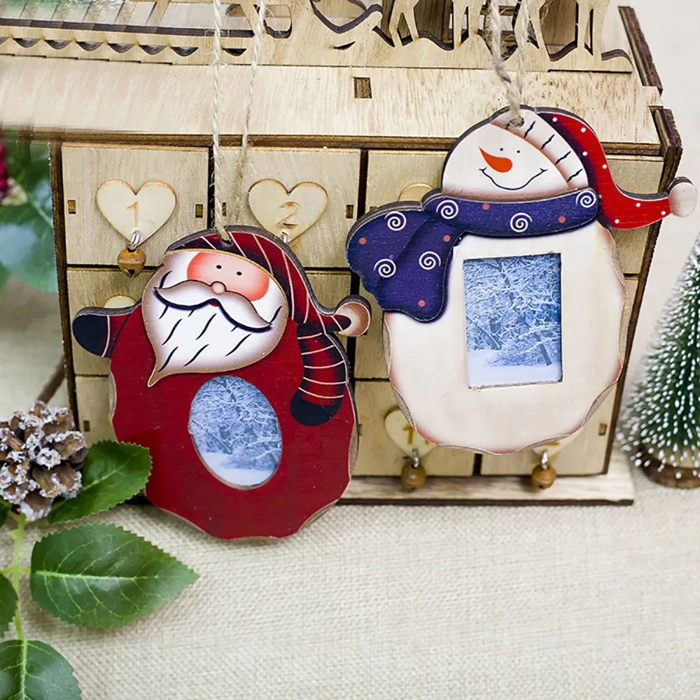 Рамка фоторамка Снеговик деревянные украшения деревенская Рождественская фоторамка висячая декоративная рамка для фото D5