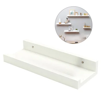 

Bamboo Wall Shelf Floating Ledge Storage Wall Shelves Rack Wall Art for Home Decor (White)