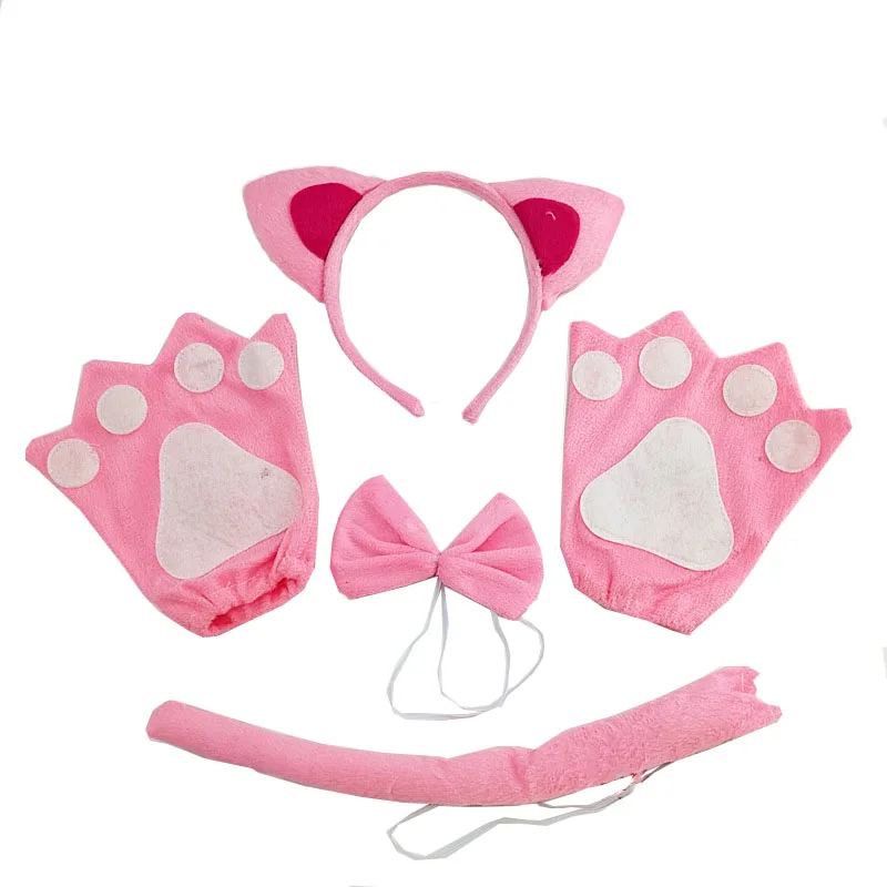 Costume Set Kid Halloween party cosplay cat ear headband hairband gloves performance stage dance wear