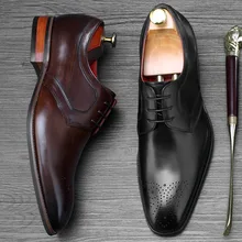 2019 New Handmade Designer Formal Shoes Men Luxury Wedding Oxford Shoes Calfskin Genuine Leather Office Men Dress Shoe