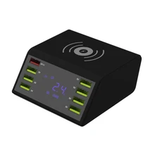 ЖК-цифровой дисплей быстрое зарядное устройство 8 портов usb зарядная док-станция QC 3,0 с 10 Вт Беспроводное зарядное устройство для iPhone 5 6 7 8 X
