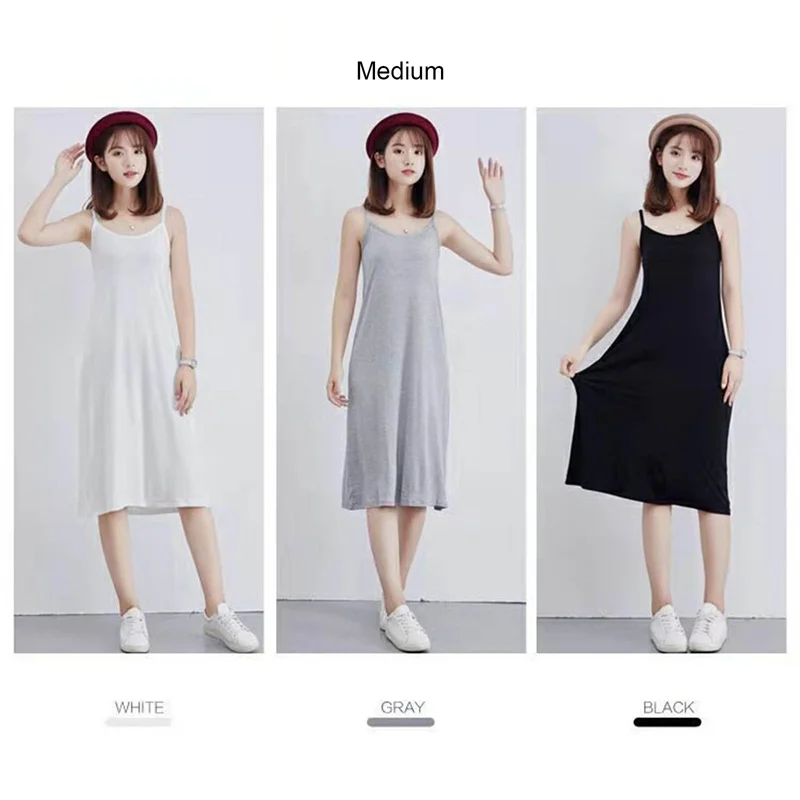 Women Sling Dress Casual Solid Spaghetti Short Dress Sleeveless Dress Slips Under Dress Sexy Ladies