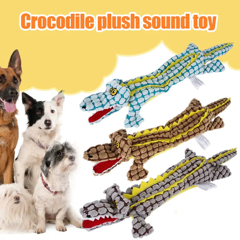 1 Pcs Pet Plush Dog Toys Chew Squeaky Toy Cartoon Crocodile Puppy Chewing Interactive Cat Sound RT99 | Дом и сад