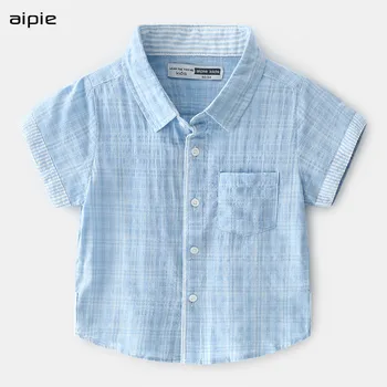 

Summer Boy's shirts New brand fashion Plaid Solid color Cotton 100% Soft and Breathable children shirts clothing