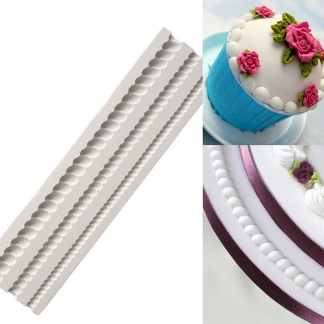 Pearl Rope Wave Flower Gemstone Shape Cake Side Lace Silicone Sugarcraft Mold Fondant Cake Decorating Tools 4