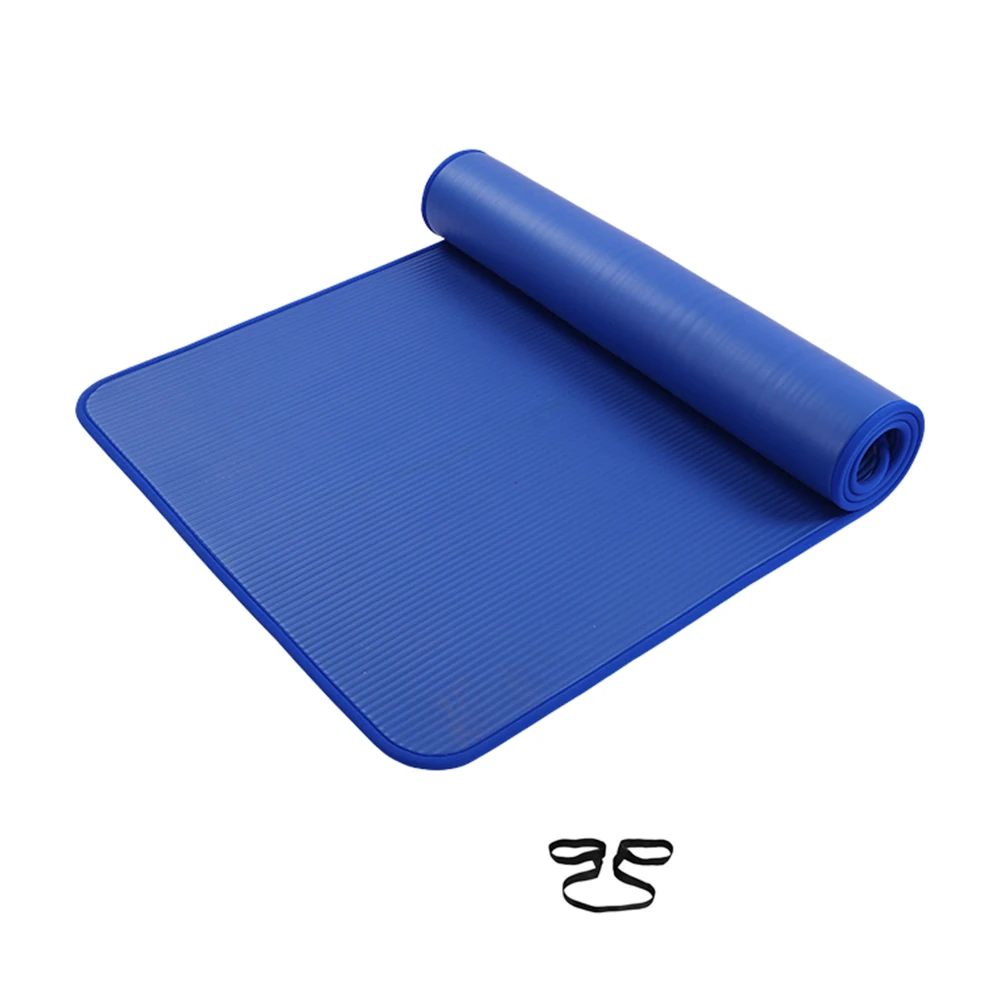 Blue Нескользящие коврики для йоги, для мужчин, для тренажерного зала, для занятий спортом в помещении, для фитнеса, Оверлоки, коврики для йоги с ремешком для переноски, очень толстые - Цвет: Blue