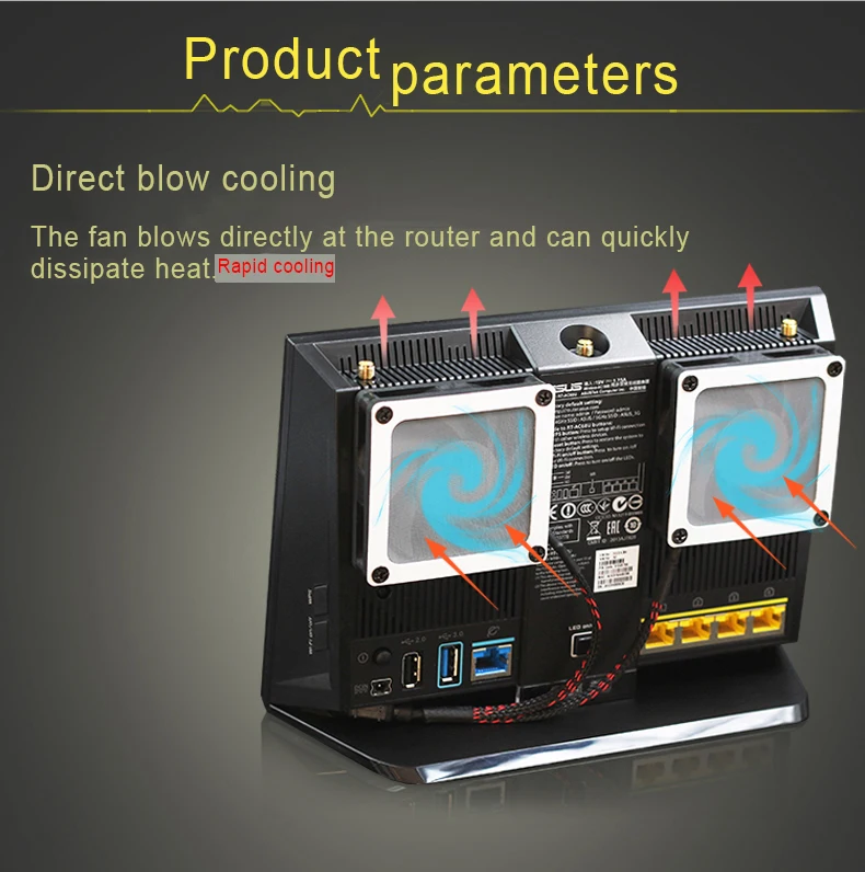 7 см охлаждающий вентилятор Радиатор USB/мощность тихий пылезащитный охлаждающий адаптер питания, подходит для rt-ac68u EX6200 AC15 AC68U маршрутизатор