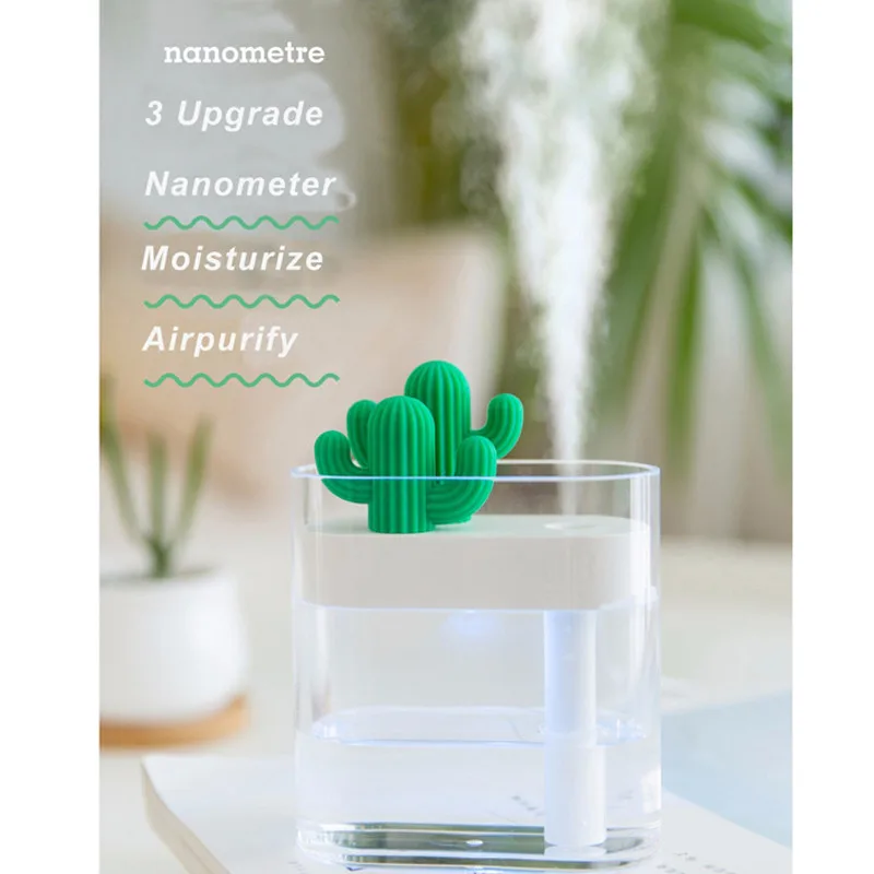 ELOOLE USB Ultrasonic Air Humidifier Cactus Aromatherapy Diffuser Air Mist Maker Aroma Humidification For Home Car Office