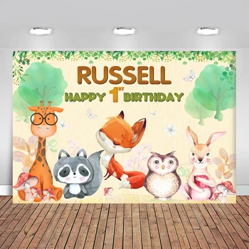 

Newborn Cartoon Forest Wild Animal Safari Party Baby Shower Photography Backdrops Background Photo Background for Photo Studio