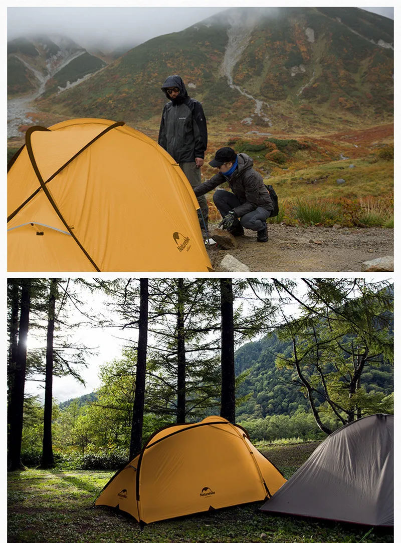 Naturehike Hiby3 кемпинговая палатка для улицы, Ультралегкая палатка для 2-3 человек, 210 т, двухслойная водонепроницаемая, водонепроницаемая, 4 сезона, семейная палатка