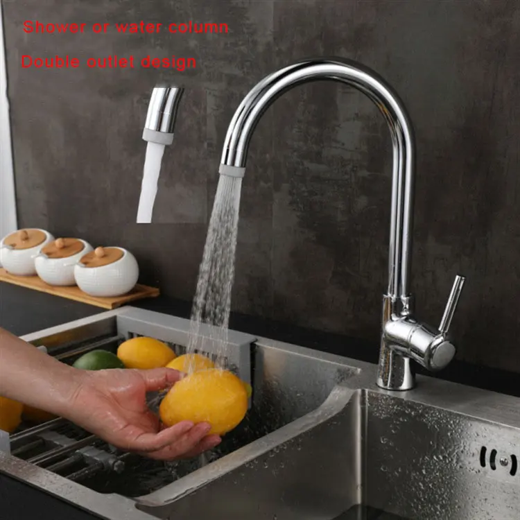 

Kitchen 360 Degree Rotatable Spout Sink Basin Water Faucet Curved Mixer Tap Bathroom Hot And Cold Single Handle Tap Faucet