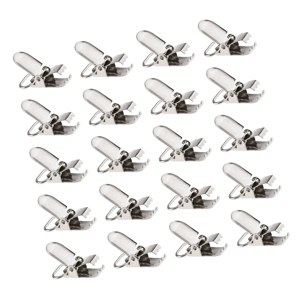 20Pcs Metal Baby Pacifier Suspender Clips Webbing Dummy Strap Holder