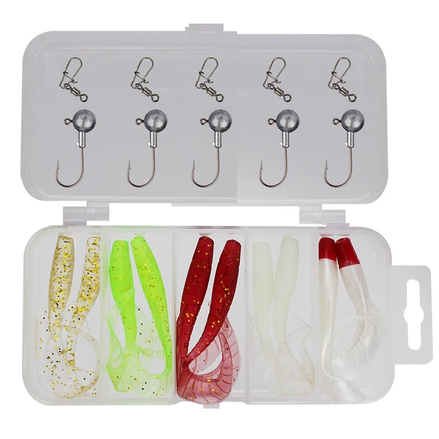 Fishing Soft Bait Lure Kit Artificial Lures 20 Pieces Combo Grub