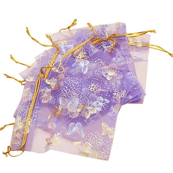 

Butterfly 10x12cm Jewelry Packing Bag Christmas Wedding Voile Gift Drawstring Organza Bag Pouch Wholesale