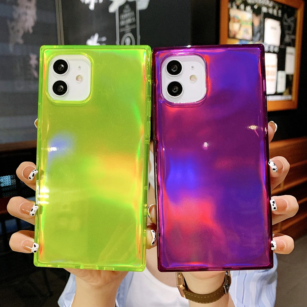 Fluorescent Color Rainbow Laser Phone Case For Iphone 11 12 Pro Max Xr