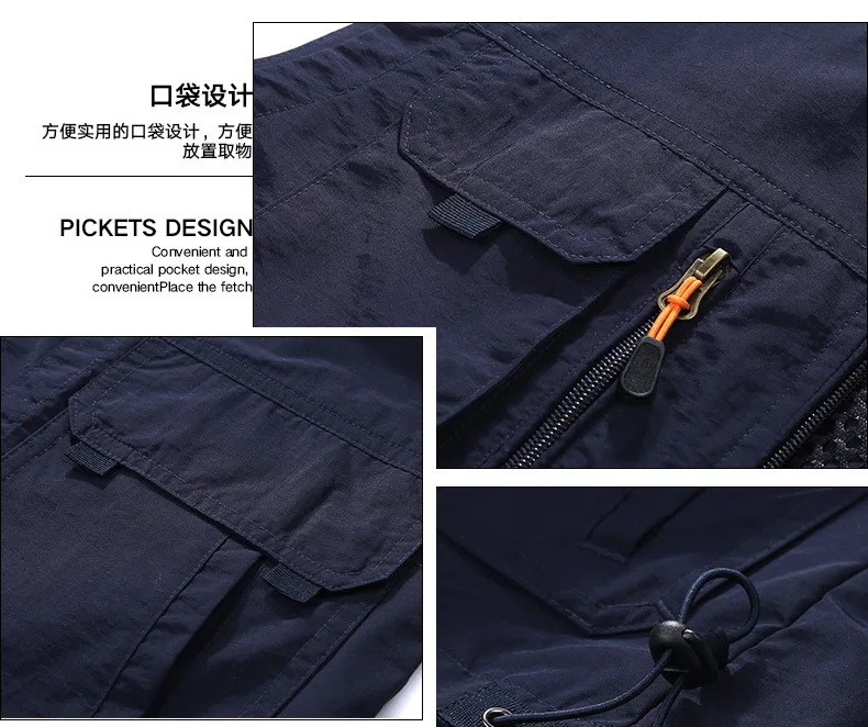 Cross Border Supply Men's Casual Vest Loose And Plus-sized Fishing Photography Vest Multi-pockets Waistcoat Customizable Wholesa