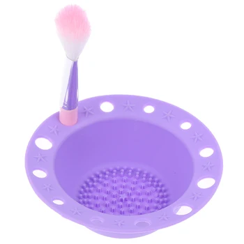 

Silicone Brush Cleaner Washing Bowl Tools Cosmetics Makeup Brush Holder Scrubber Board Hook Textures Cleaner Cleansing Pad