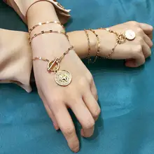 Лучшие женские винтажные золотые браслеты для женщин, горячая цепочка, глаза, монета, лист, очаровательные браслеты, ювелирные изделия, манжеты, браслеты, подарки