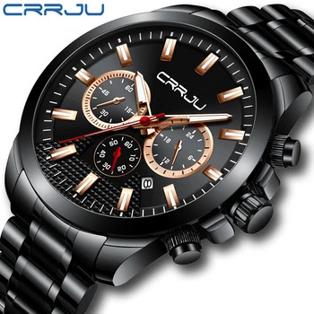 

2020Watches for Men CRRJU Top Brand Watch Mens Luxury Quartz Sports Clock Male Waterproof Steel Wristwatch Relogio Masculino