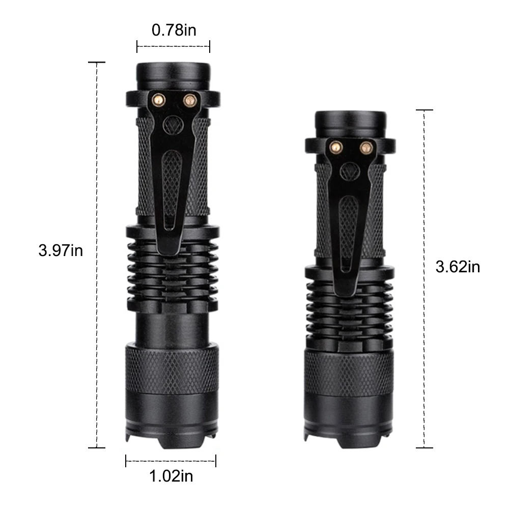 UV Flashlight Torch Mini Q5 Portable Zoom Outdoor Light Waterproof Zoomable LED Lantern 14500 AA Lamp White Green Blue Red UV