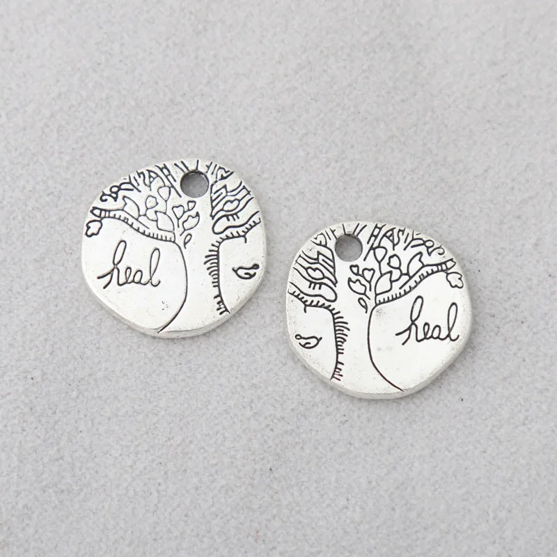 

RAINXTAR Fashion Alloy Round Heal Charms Wish Tree Charms 16mm 20pcs AAC1598