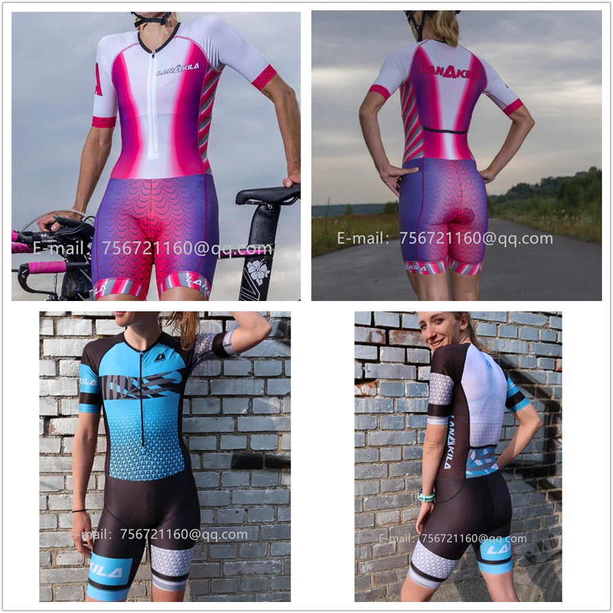 LANAKILA pro team летний женский костюм с коротким рукавом для триатлона, ciclismo mujer Быстросохнущий Комплект Джерси для улицы