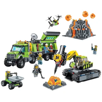 

New 860pcs City Volcano Exploration Base Building Blocks Technic Engineering Machinery Models City Bricks Toys for Children