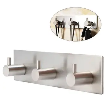 

Hot High-end Sticker Adhesive Stainless Steel Hooks Wall Door Clothes Coats Hats Hanger Kitchen Bathrooms Rustproof Towel Hooks