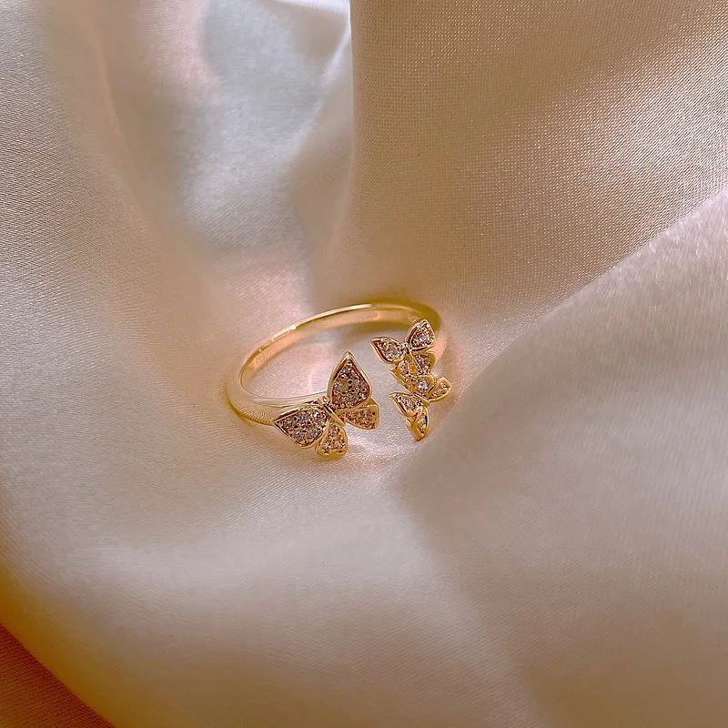 2020 South Korea New Fashion Butterfly Opening Ring Simple Temperament Versatile Ring Female Banquet Jewelry