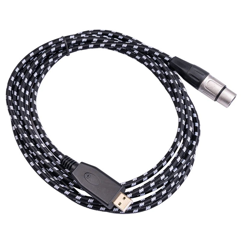 Nylon Braided OFC Shield LiveStream Broadcast 10Feet Noise Free-for Computer Mic Recording XLR to USB Adapter Cable Mugteeve Microphone Female XLR Cord to Computer PC USB Interface Adapter 