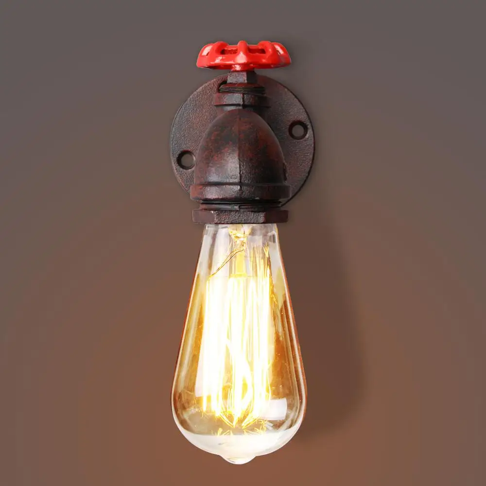 E27 винтажные промышленные водопроводные трубы настенный светильник Ретро подставка в деревенском стиле лампа база осветительная арматура для светильника установки внутреннего декора черный - Цвет абажура: rust