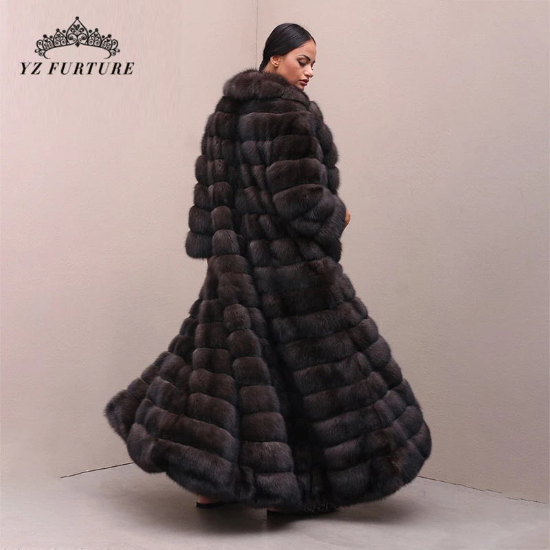 HOSOME Women Fox Fur Coat Long Sleeve Parka Outwear Tops 